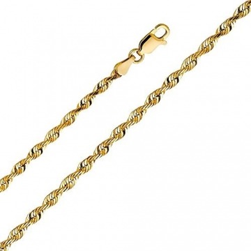 14 Karat / 585 Gold Kordelkette Gelbgold Unisex - 3.80 mm. Breit - Länge wählbar (60) - 3