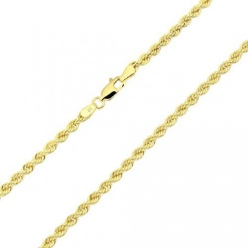 14 Karat / 585 Gold Kordelkette Gelbgold Unisex Kette - 3 mm. Breit - Länge wählbar (70) - 1