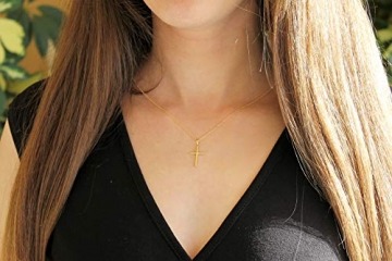 aion Collier Massiv Gold 585 Gold Kette mit Anhänger Kreuz Gelbgold 14K Halskette 45-50 cm - 3