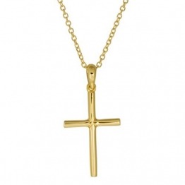 aion Collier Massiv Gold 585 Gold Kette mit Anhänger Kreuz Gelbgold 14K Halskette 45-50 cm - 1