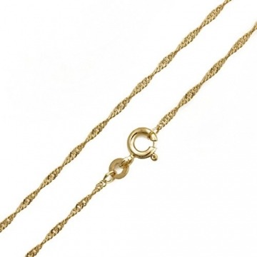 Damen Goldkette Singapurkette 585 14 Karat Gold Gelbgold Breite 1,00mm Länge 42cm 45cm 50cm (45 Zentimeter) - 3