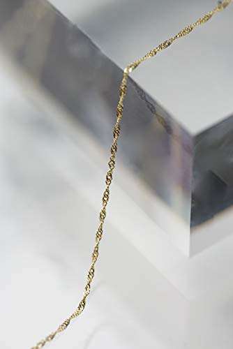 Damen Goldkette Singapurkette 585 14 Karat Gold Gelbgold Breite 1,00mm Länge 42cm 45cm 50cm (45 Zentimeter) - 6