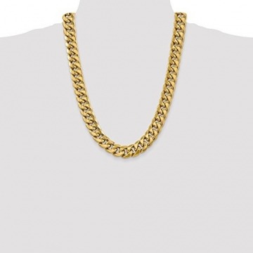 Halskette aus 14 Karat Gelbgold, 15 mm, halb massiv, kubanische Halskette, 61 cm für Damen und Herren - 2