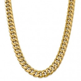 Halskette aus 14 Karat Gelbgold, 15 mm, halb massiv, kubanische Halskette, 61 cm für Damen und Herren - 1