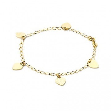 Orovi Armband - Armreif Damen Gelbgold 14 Karat / 585 Gold Kette mit Herz 19 cm - 1