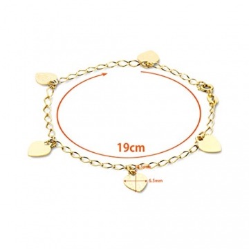 Orovi Armband - Armreif Damen Gelbgold 14 Karat / 585 Gold Kette mit Herz 19 cm - 3