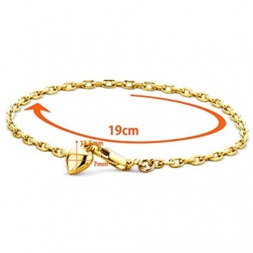 Orovi Armband - Armreif Damen Gelbgold 14 Karat / 585 Gold Kette mit Herz 19 cm - 5
