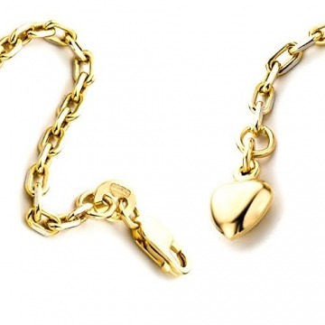 Orovi Armband - Armreif Damen Gelbgold 14 Karat / 585 Gold Kette mit Herz 19 cm - 6