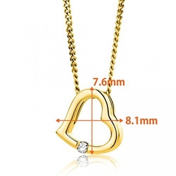 Orovi Halskette Damen Herz Kette mit Diamant Gelbgold 18 Karat / 750 Gold Brilliant 0,01 ct - 3