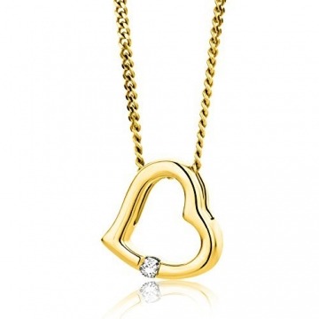 Orovi Halskette Damen Herz Kette mit Diamant Gelbgold 18 Karat / 750 Gold Brilliant 0,01 ct - 1