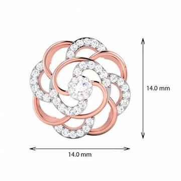 0,51 ct Pavé-IGI zertifizierter Diamant Halo Blume Ohrring, massiver 14 Karat zweifarbiger Gold-Wirbel-Blumen-Ohrstecker, gedrehter Alltag, Ohrringe, Geschenkidee 14K Roségold, Paar - 5