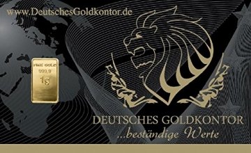 1,0 Gramm Gold Goldbarren Barren Bullion / 999,9 Feingold Barren-Karte - 1