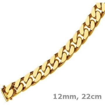 12mm Herren Armband Armkette Panzerarmband 750 Echt Gold Gelbgold massiv, 22cm - 5