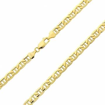 18 Karat / 750 Gold Italienisch Flach Mariner Gelbgold Kette Unisex - Breite 3 mm - Länge wählbar (55) - 1