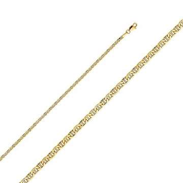 18 Karat / 750 Gold Italienisch Flach Mariner Gelbgold Kette Unisex - Breite 3 mm - Länge wählbar (55) - 4