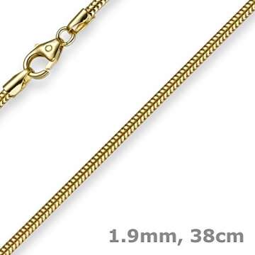 1,9mm Schlangenkette Kette Collier 750 Gold Gelbgold Goldkette 38cm Unisex - 3