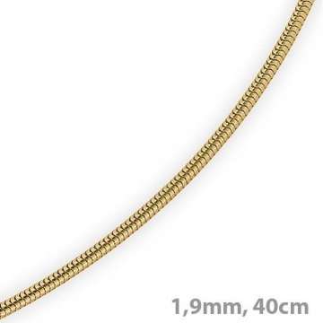 1,9mm Schlangenkette Kette Collier 750 Gold Gelbgold Goldkette 40cm Unisex - 2