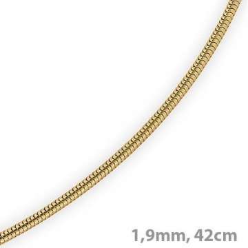 1,9mm Schlangenkette Kette Collier 750 Gold Gelbgold Goldkette 42cm Unisex - 4