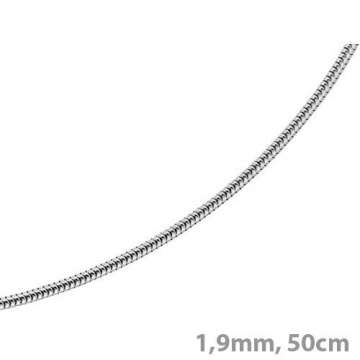 1,9mm Schlangenkette Kette Collier 750 Gold Weißgold Goldkette 50cm Unisex - 4