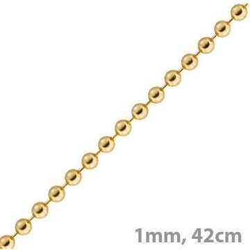 1mm Kette Goldkette Halskette Kugelkette aus 585 Gold Gelbgold 42cm Damen - 2