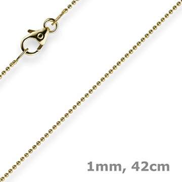1mm Kette Goldkette Halskette Kugelkette aus 585 Gold Gelbgold 42cm Damen - 5