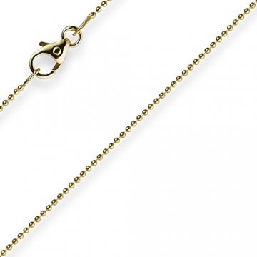 1mm Kette Goldkette Halskette Kugelkette aus 585 Gold Gelbgold 45cm Damen - 1