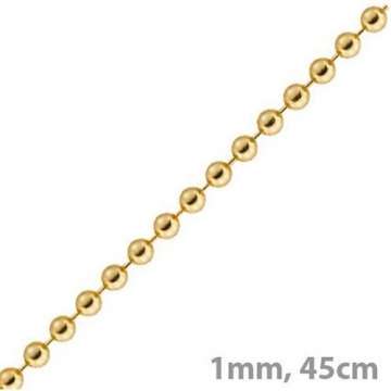 1mm Kette Goldkette Halskette Kugelkette aus 585 Gold Gelbgold 45cm Damen - 4