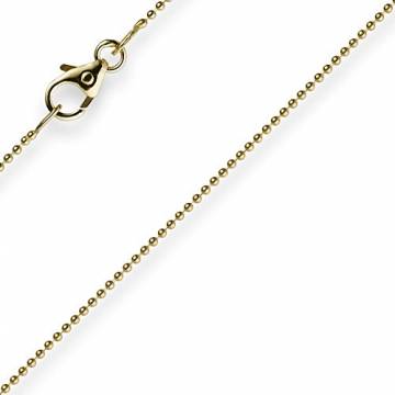 1mm Kette Goldkette Halskette Kugelkette aus 585 Gold Gelbgold 60cm Damen - 1