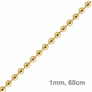 1mm Kette Goldkette Halskette Kugelkette aus 585 Gold Gelbgold 60cm Damen - 4