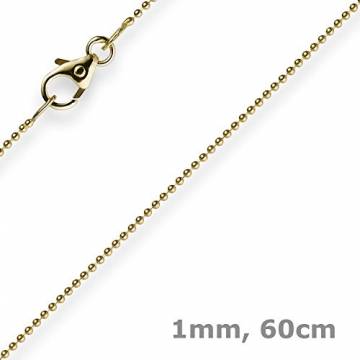 1mm Kette Goldkette Halskette Kugelkette aus 585 Gold Gelbgold 60cm Damen - 5