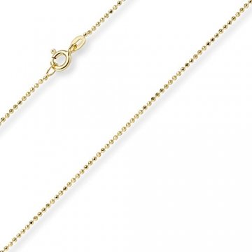 1mm Kugelkette diamantiert Kette Goldkette Halskette aus 750 Gold Gelbgold, 55cm - 1