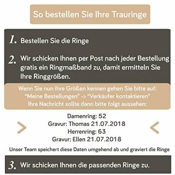 2 Handmade Ringe Trauringe aus 333 / 585 Echt Gold - Eheringe Verlobungsringe Gold mit Zirkonia Stein inklusive Luxus-Etui mit personalisierten Namen - Gelbgold Damen Paar Ehe-ringe mit Gravur angenehm und Allergiefrei - 2