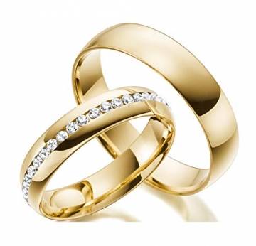 2 Handmade Ringe Trauringe aus 333 / 585 Echt Gold - Eheringe Verlobungsringe Gold mit Zirkonia Stein inklusive Luxus-Etui mit personalisierten Namen - Gelbgold Damen Paar Ehe-ringe mit Gravur angenehm und Allergiefrei - 6