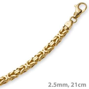 2,5mm Armband Armkette Königskette aus 585 Gold Gelbgold 21cm Herren - 3