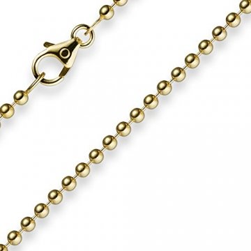 2,5mm Kette Goldkette Halskette Kugelkette aus 585 Gold Gelbgold 42cm Unisex - 1