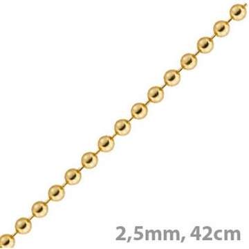 2,5mm Kette Goldkette Halskette Kugelkette aus 585 Gold Gelbgold 42cm Unisex - 2