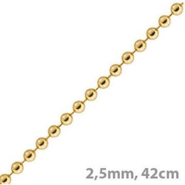 2,5mm Kette Goldkette Halskette Kugelkette aus 585 Gold Gelbgold 42cm  Unisex