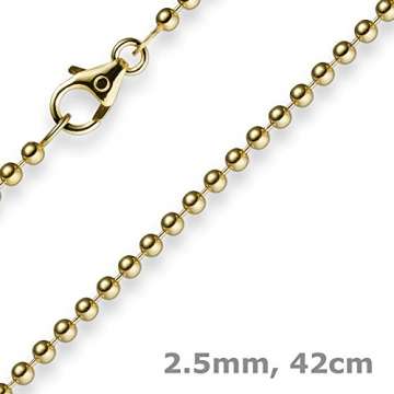 2,5mm Kette Goldkette Halskette Kugelkette aus 585 Gold Gelbgold 42cm Unisex - 4