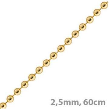 2,5mm Kette Goldkette Halskette Kugelkette aus 585 Gold Gelbgold 60cm Unisex - 2