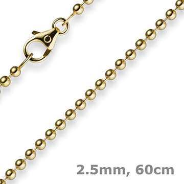 2,5mm Kette Goldkette Halskette Kugelkette aus 585 Gold Gelbgold 60cm Unisex - 4