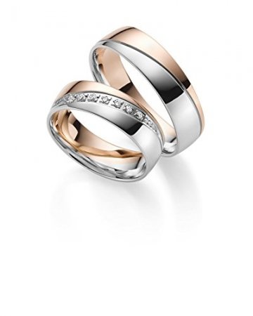 333 GOLD Trauringe in Bicolour inkl. Gravur + Stein, Paarpreis - Rubin Juwelier - 1