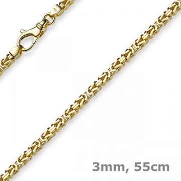 3mm Kette Halskette Königskette aus 585 Gold Gelbgold 55cm Herren Goldkette - 2