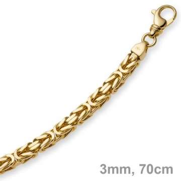 3mm Kette Halskette Königskette aus 585 Gold Gelbgold 70cm Herren Goldkette - 4