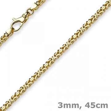 3mm Kette Halskette Königskette aus 750 Gold Gelbgold 45cm Herren Goldkette - 3