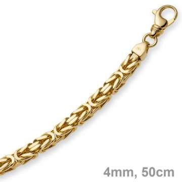 4mm Kette Halskette Königskette aus 585 Gold Gelbgold 50cm Herren Goldkette - 2