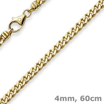 4mm Panzerkette Kette Collier aus 750 Gold Gelbgold Goldkette 60cm Unisex - 2