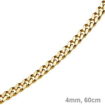 4mm Panzerkette Kette Collier aus 750 Gold Gelbgold Goldkette 60cm Unisex - 4