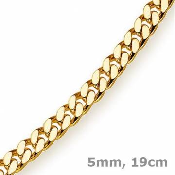 5mm Armband Panzerkette diamantiert, 750 Gold Gelbgold massiv, 19cm - 3