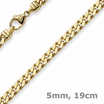 5mm Armband Panzerkette diamantiert, 750 Gold Gelbgold massiv, 19cm - 4