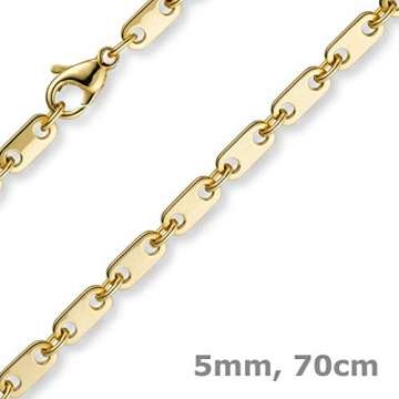 5mm Kette Collier Plattenkette aus 750 Gold Gelbgold 70cm Unisex Goldkette - 3